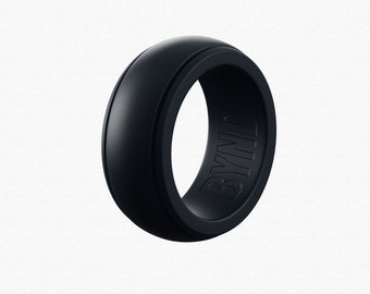 Navy Silicone Wedding Ring - Stepped Edge Design - Rubber Wedding Band - The Perfect Gift For Your Husband , Boyfriend Or Fiancee