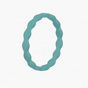 Womens Turquoise Silicone Wedding Ring - Scalloped Design - Rubber Wedding Band - The Perfect Gift For Your Wife , Girlfriend or Fiancee