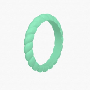 Womens Mint Silicone Wedding Ring - Braided Design - Rubber Wedding Band - The Perfect Gift For Your Wife , Girlfriend or Fiancee