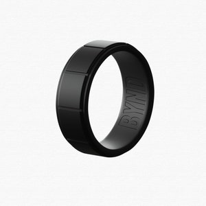 Black Silicone Wedding Ring - Flat Edge Design - Rubber Wedding Band - The Perfect Gift For Your Husband , Boyfriend Or Fiancee
