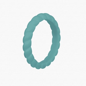 Womens Turquoise Silicone Wedding Ring - Braided Design - Rubber Wedding Band - The Perfect Gift For Your Wife , Girlfriend or Fiancee