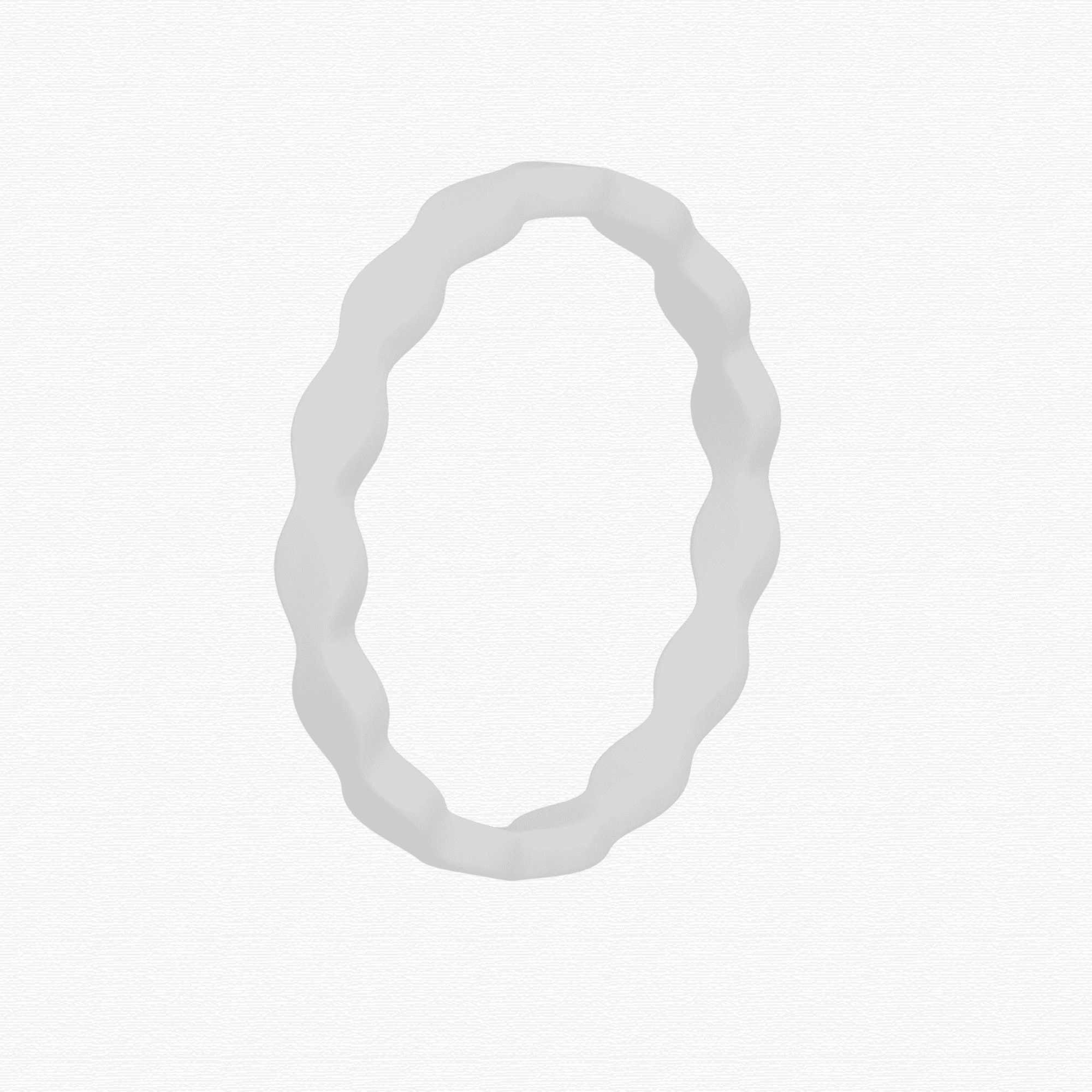 Silicone White Wedding Ring Scalloped Design Rubber Wedding Band