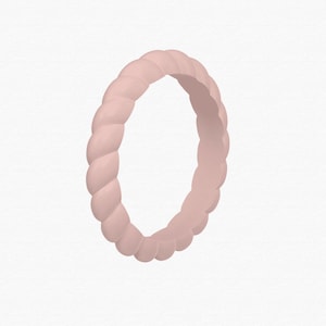 Anillo de bodas de silicona rosa para mujer - Diseño trenzado - Alianza de bodas de goma - El regalo perfecto para su esposa, novia o prometida