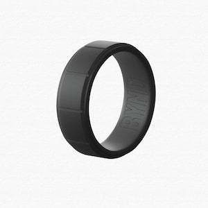 Dark Grey Silicone Wedding Ring - Flat Edge Design - Rubber Wedding Band - The Perfect Gift For Your Husband , Boyfriend Or Fiancee