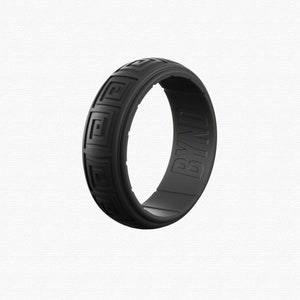 Grey Silicone Wedding Ring - Aztec Design - Rubber Wedding Band - The Perfect Gift For Your Husband , Boyfriend Or Fiancee