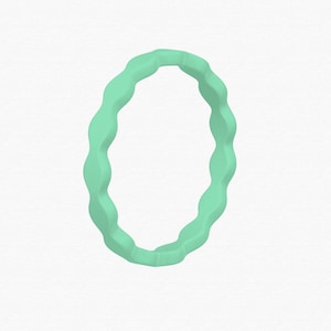 Womens Mint Silicone Wedding Ring - Scalloped Design - Rubber Wedding Band - The Perfect Gift For Your Wife , Girlfriend or Fiancee