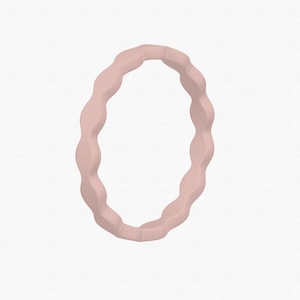 Anillo de bodas de silicona rosa para mujer - Diseño festoneado - Banda de bodas de goma - El regalo perfecto para tu esposa, novia o prometida