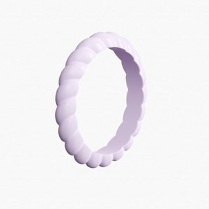 Anillo de bodas de silicona lavanda para mujer - Diseño trenzado - Alianza de bodas de goma - El regalo perfecto para su esposa, novia o prometida