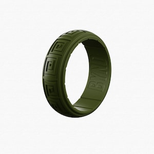 Olive Silicone Wedding Ring - Aztec Design - Rubber Wedding Band - The Perfect Gift For Your Husband , Boyfriend Or Fiancee