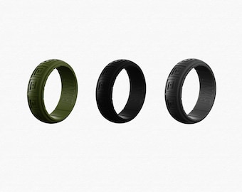 Silicone Wedding Ring - Aztec Design - Rubber Wedding Band - The Perfect Gift For Your Husband , Boyfriend Or Fiancee