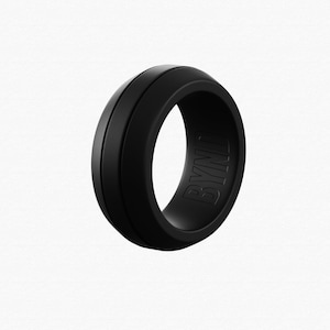 Black Silicone Wedding Ring - Parallel Design - Rubber Wedding Band - The Perfect Gift For Your Husband , Boyfriend Or Fiancee