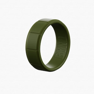 Olive Silicone Wedding Ring - Flat Edge Design - Rubber Wedding Band - The Perfect Gift For Your Husband , Boyfriend Or Fiancee