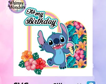 Topper cake Stitch, silhouette desing, archivo svg