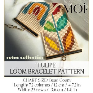 Patrón de pulsera Tulipe Miyuki Loom (con diagrama de palabras)