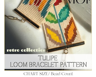 Padrão de pulseira Tulipe Miyuki Loom (com tabela de palavras)