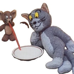 Tom & Jerry Cat Mouse Plush Toy PDF Knitting Pattern   40cm 15cm Boys Girls TV Character Download