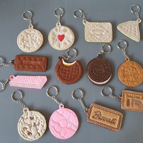 biscuit key tabs aprox size 2.5 /3 ins handmade if you love your favourite biscut hanging about with you