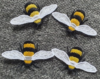 bumble Bee  Embellishment - Embroidered FSL - Freestanding Lace