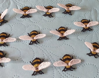 bumble Bee  Embellishment - Embroidered FSL - Freestanding Lace  aprox 4cm x 2.4 cm