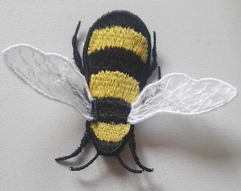 マルハナバチの装飾 - 刺繍入りFSL - 自立型レース 約8 x 12 cm