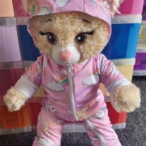 Teddy bear clothes Sleepsuit Footie Pajamas with Hood  for a 41-46cm/16-18 inch teddy. Fits Build-a-Bear or Bear (frog not included )