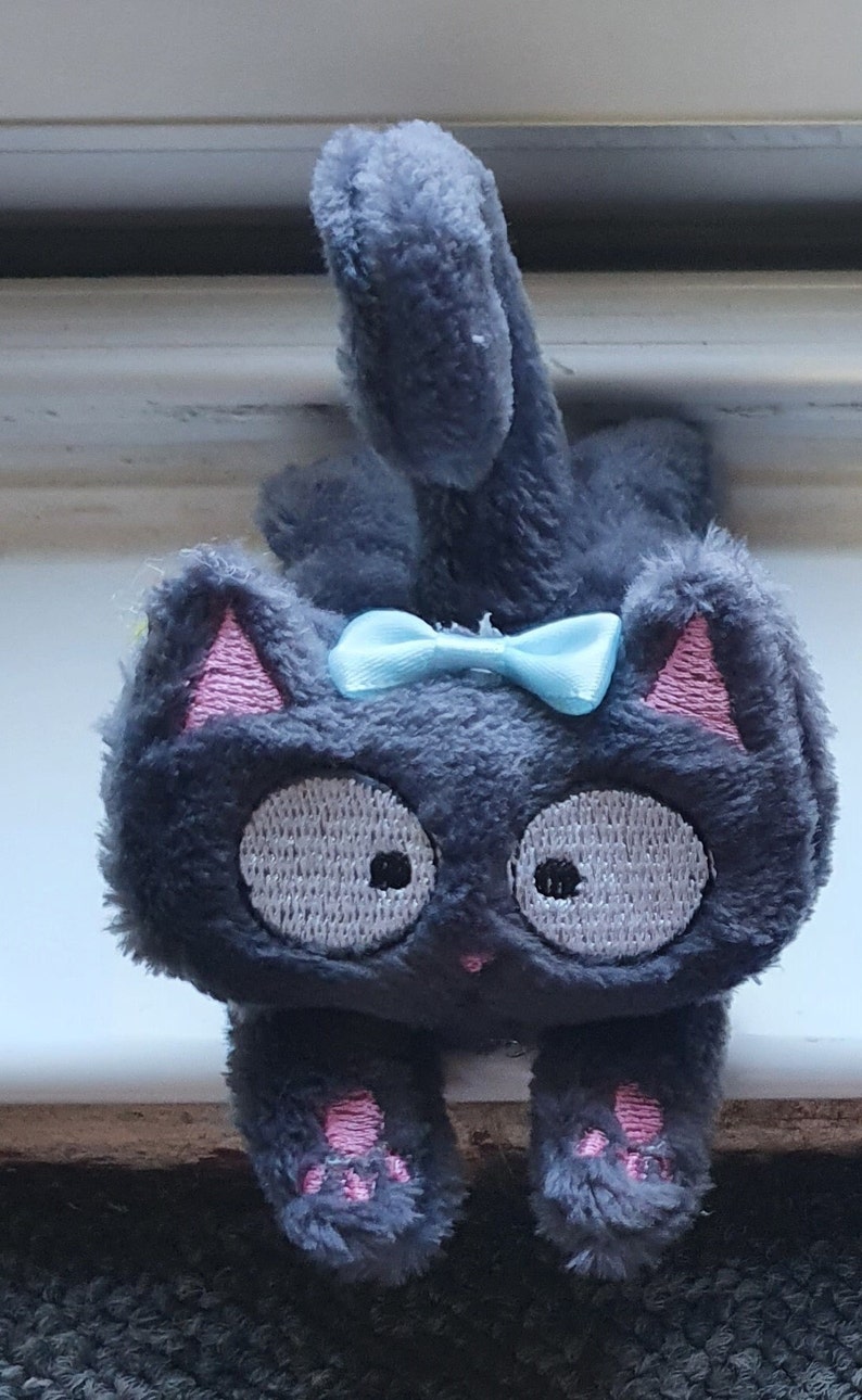 Plushie tiny kittens desk top friends aprox size 12.5cm long filled with beads handmade funny faces cat 3