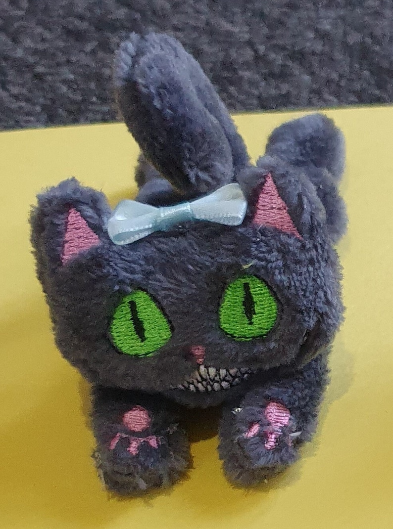 Plushie tiny kittens desk top friends aprox size 12.5cm long filled with beads handmade funny faces cat 5