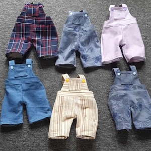 personalised Teddy bear clothes dungarees for a 41-46cm/16-18 inch teddy. Fits Build-a-Bear or Bear