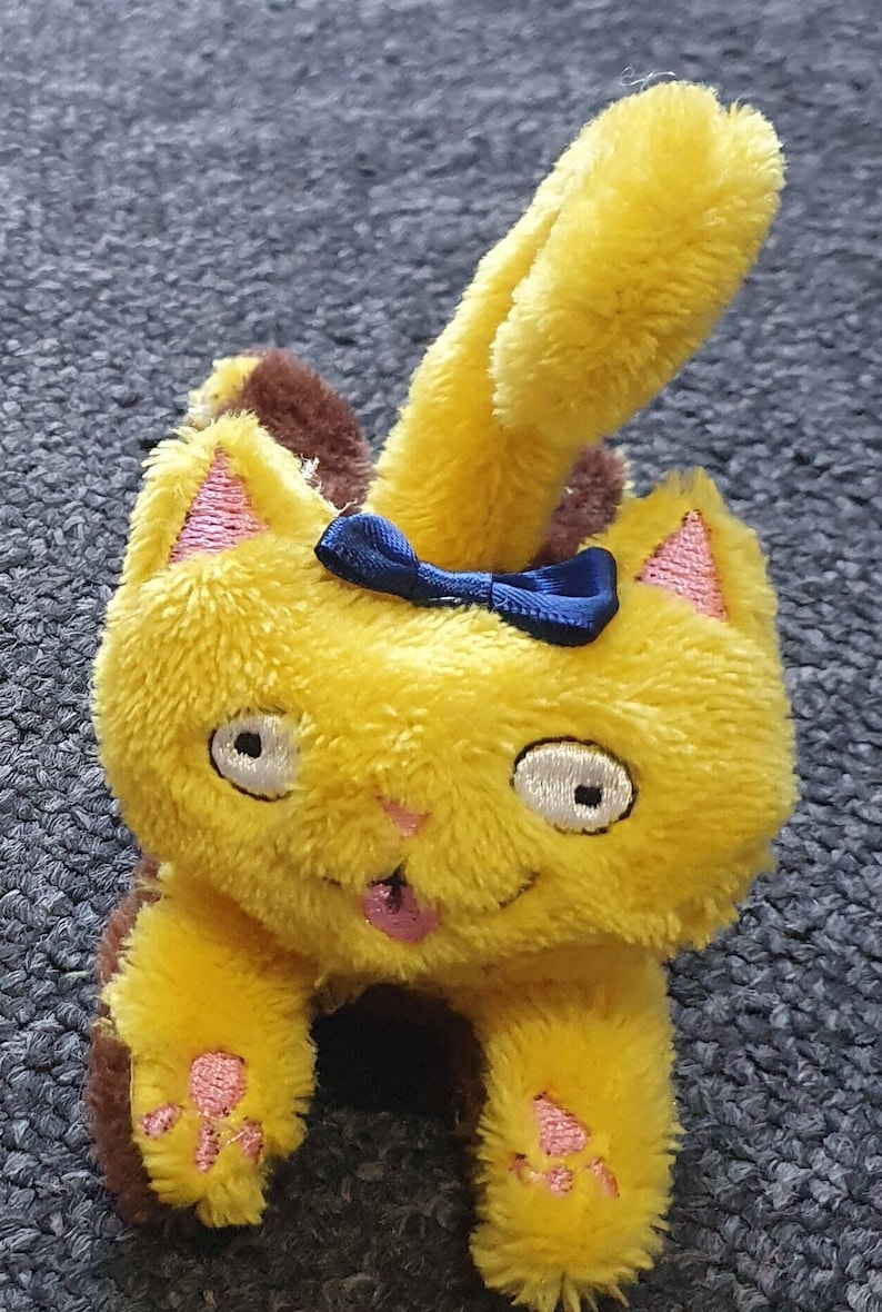 Plushie tiny kittens desk top friends aprox size 12.5cm long filled with beads handmade funny faces cat 10