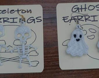 fantasma - esqueleto - pendientes - encaje - FSL - Encaje independiente - infierno - urbano, Halloween, brilla en la oscuridad
