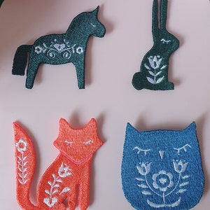 Swedish Animals Embroided  Dala Embroidery, Animal Embroidery, iron on patches