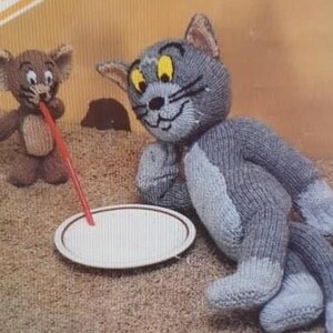 Tom & Jerry Cat Mouse Plush Toy PDF Knitting Pattern   40cm 15cm Boys Girls TV Character Download