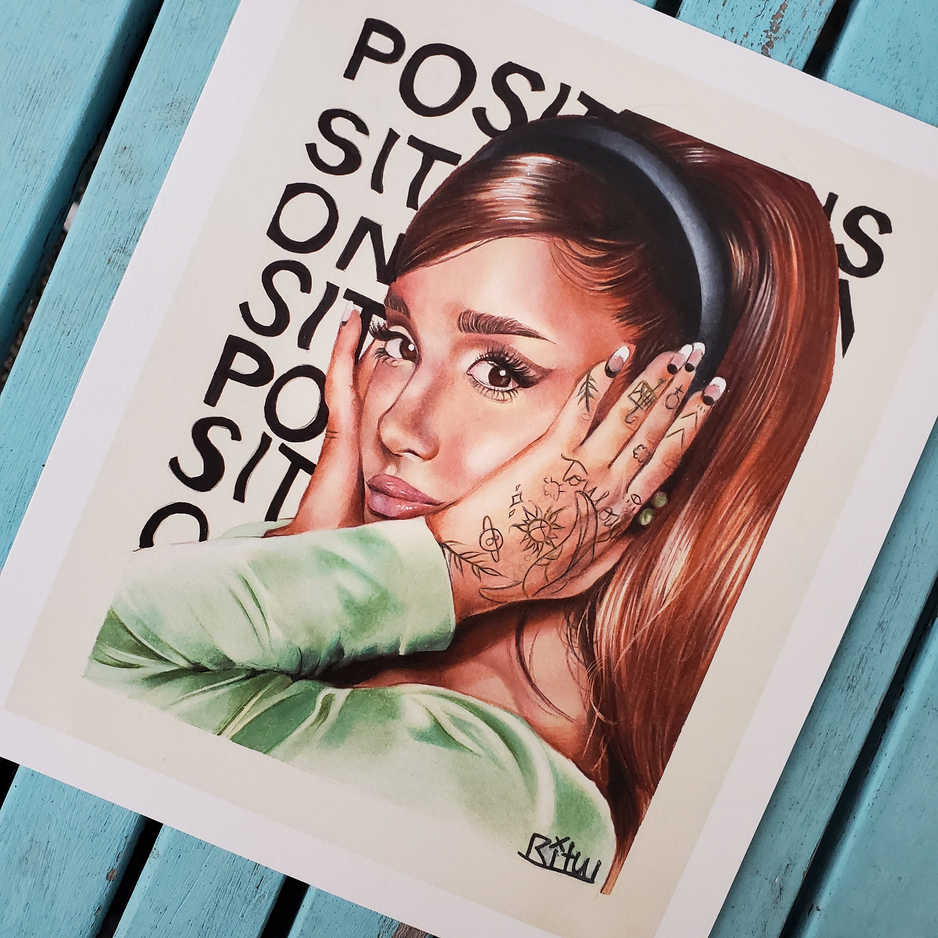 Ariana Grande Dibujo A Lápiz De Colores Etsy México