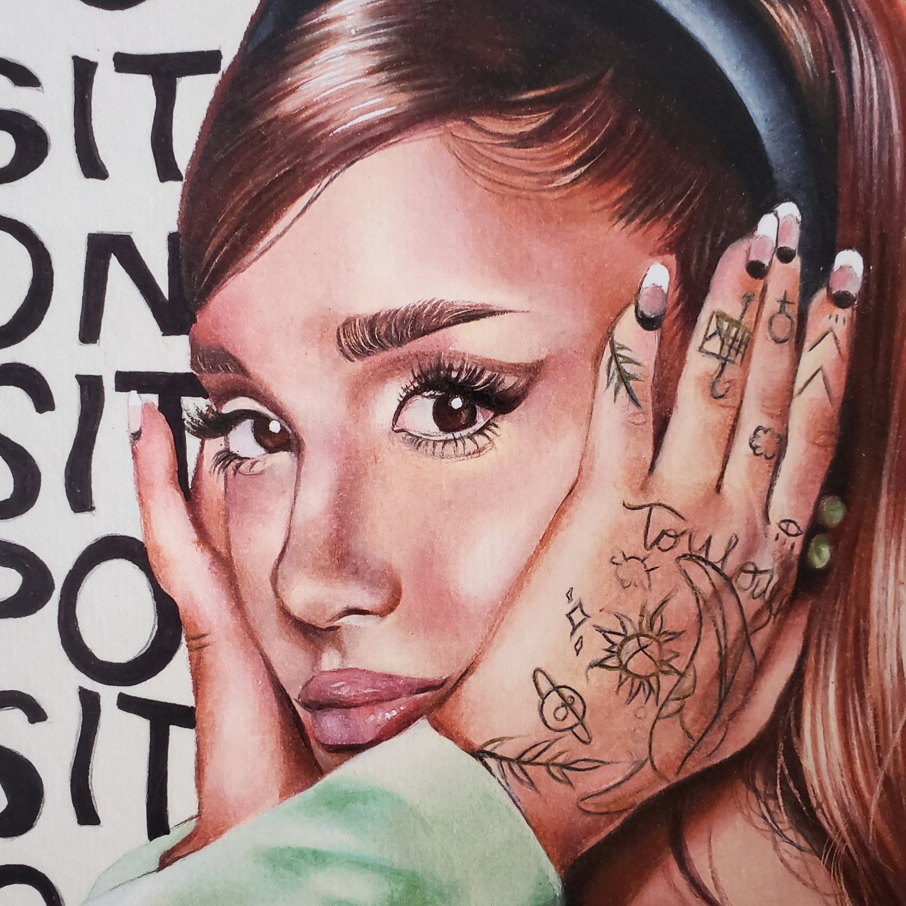 Ariana Grande Dibujo A Lápiz De Colores Etsy México