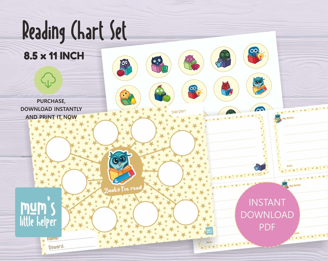Kids Reading Chart Printable. Childs Reading Chart Owl Design. Reading ...