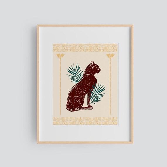 PRINTABLE Cat Illustration Egyptian Cat Wall Decor | Etsy