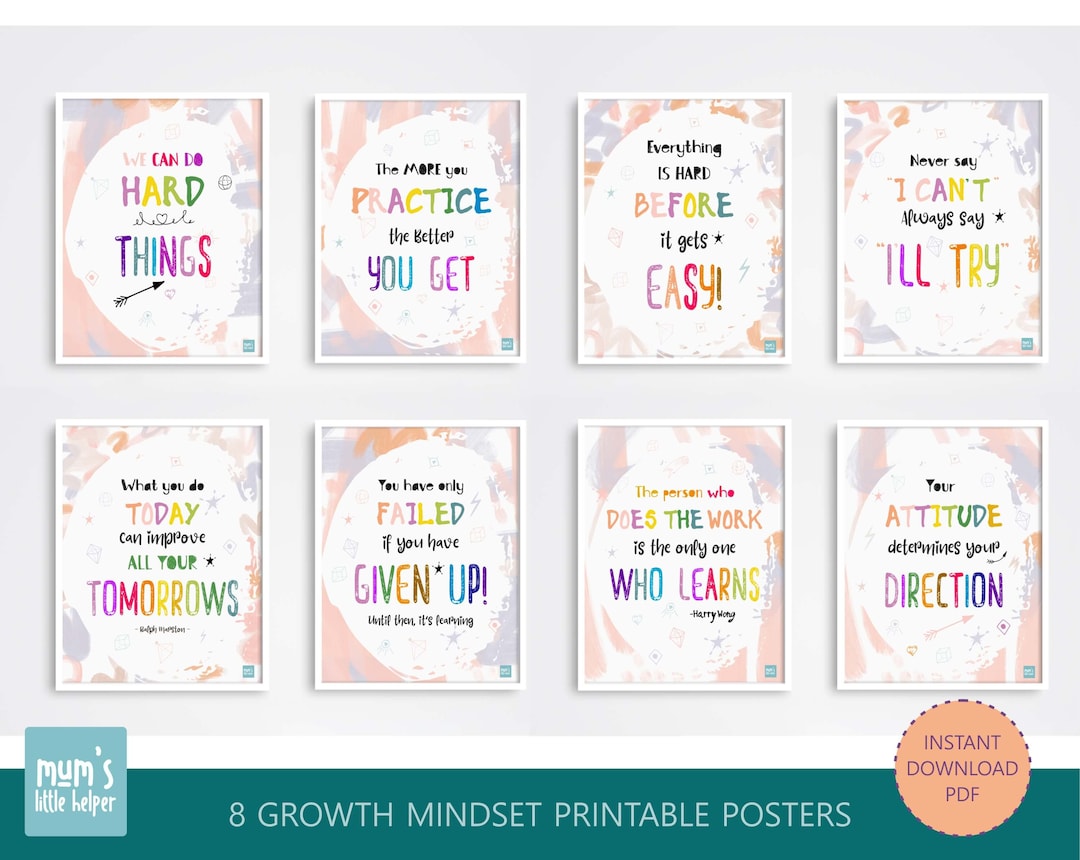 Growth Mindset Printable Posters, Inspirational Quotes, Classroom Decor ...