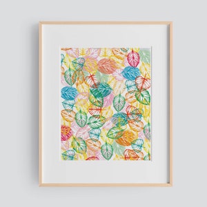 Skeleton Leaves Print, Nature Printable, Colorful Nursery Art, leaves Wall Art, Colorful Botanical Wall Art Printable Living Room Wall Decor