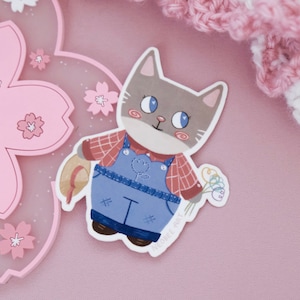 Flower Garden Cat | Waterproof Vinyl Sticker