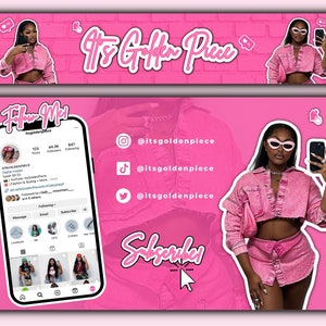 Pink Youtube Branding Kit, Youtube Banner, Youtube Intro, Youtube Outro, Youtube Banner Template, Youtube Intro Video, Youtube Outro Video.