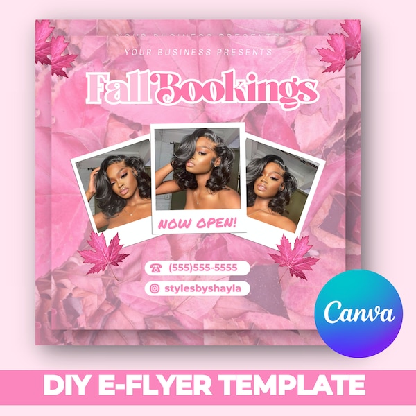 Fall Flyer, Fall Sale Flyer, DIY Flyer Template, Hair Stylist Flyer, Book Now Flyer, Hair Booking Flyer, Premade Business Flyer.