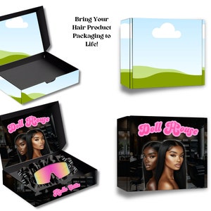 Editable Canva Hair Box Mockup | Branding & Packaging (Digital Download)