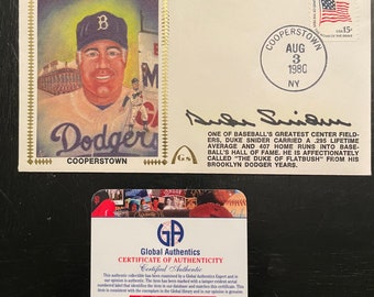 Duke Snider Autographed HOF Envelope Brooklyn Dodgers GV 936960.  COA