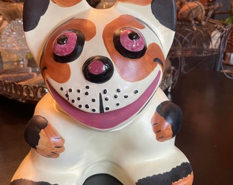 Huge Rare Weller Pottery Style  JD James "Pop-Eye" Cookie Jar Dog with Black Eyes # 1 READ