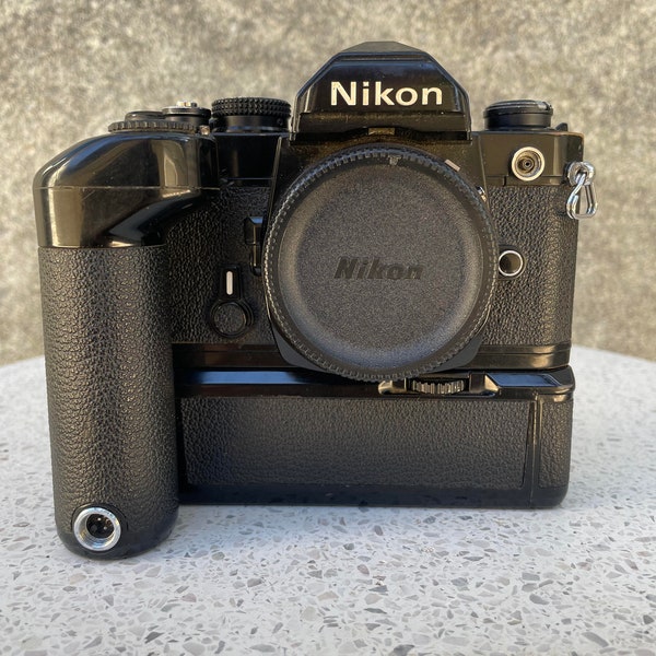 Nikon FM Black 35mm slr Film Camera Body With  Nikon MD-12 Motor Drive From JAPAN