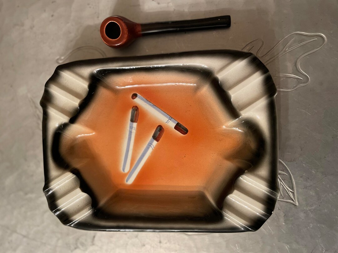 Vintage Tilso Ceramic Ashtray Pipe Motiff With Cigarette Glaze Etsy