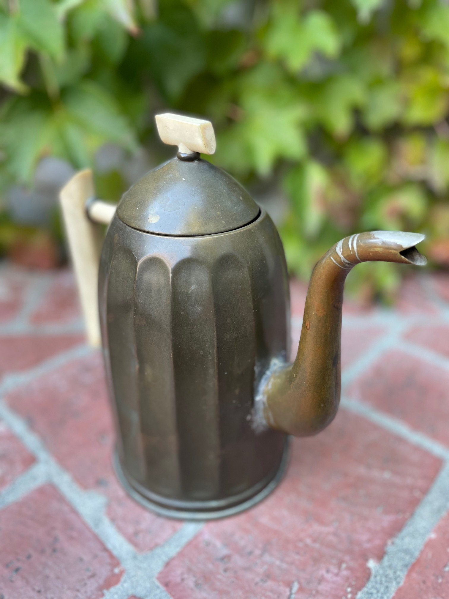Vintage Art Deco Copper Ribbed Teapot Bakelite Handle Etsy