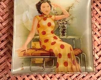 Vintage  1970s Z Gallerie Z 1930s Hatamen Chinese Cigarette Vintage Plate  READ