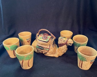 Antique Tashiro Shoten of Japan Camel Teapot with Six Teacups