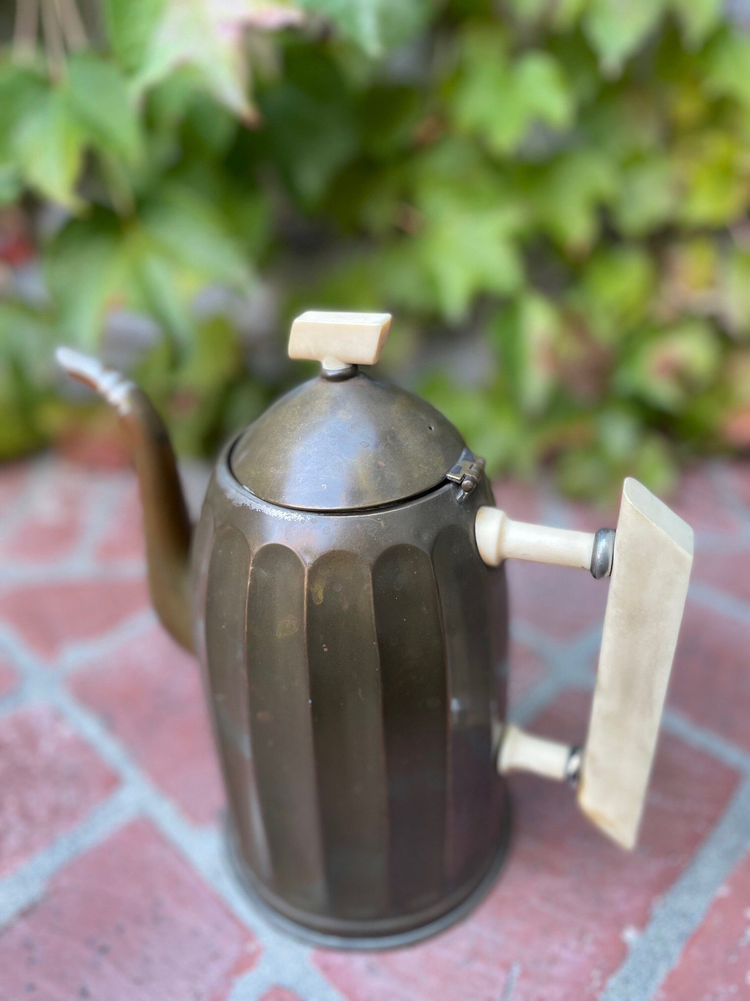 Vintage Art Deco Copper Ribbed Teapot Bakelite Handle Etsy